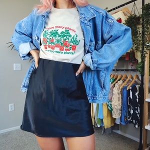 Forever 21 Mini Black Satin Slip Skirt